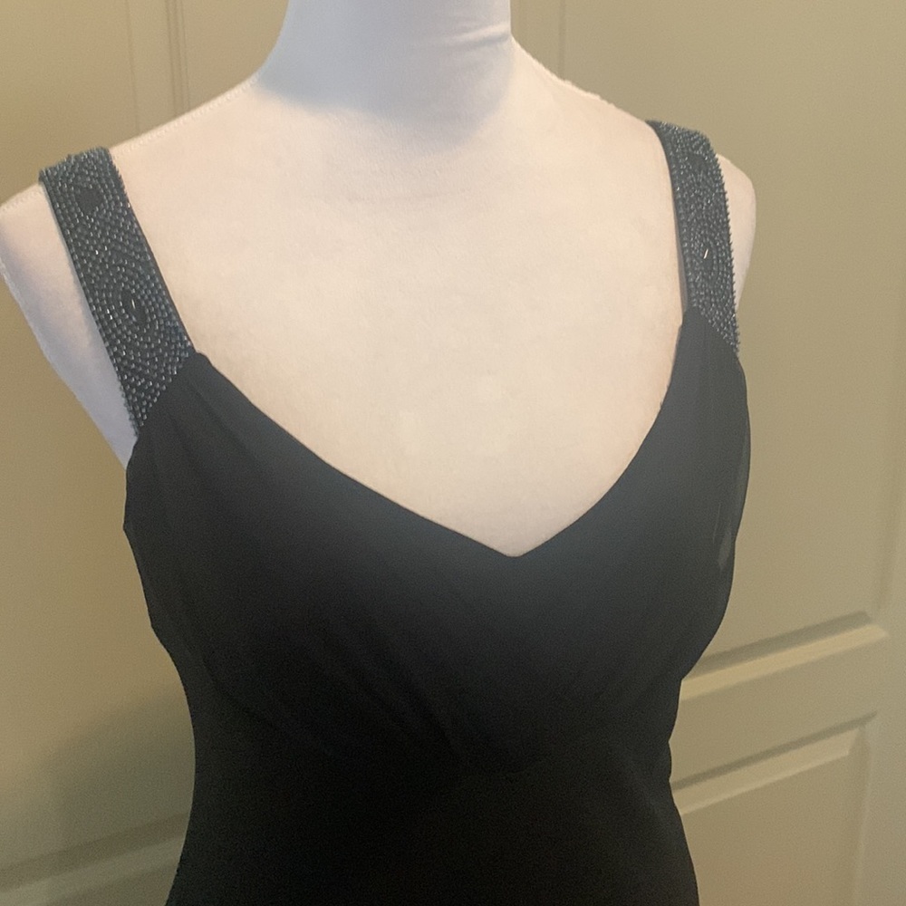 NWT Evan Picone Beaded Black Black Dress 6 - Picture 2 of 9